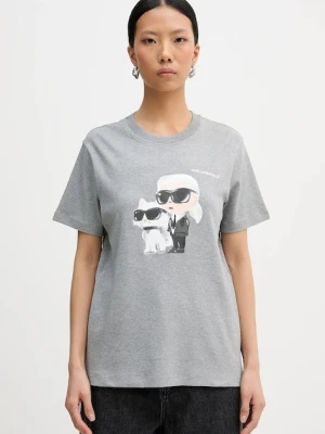 Karl Lagerfeld t-shirt bawełniany IKON damski kolor szary A3W17077