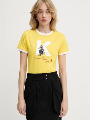Karl Lagerfeld t-shirt bawełniany KL X DISNEY damski kolor żółty A3W17089