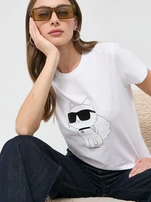 Zdjęcie produktu Karl Lagerfeld t-shirt bawełniany kolor biały