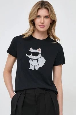 Karl Lagerfeld t-shirt bawełniany kolor czarny