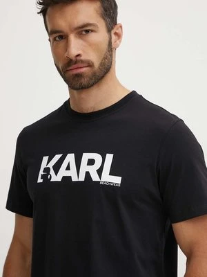 Karl Lagerfeld t-shirt bawełniany kolor czarny z nadrukiem