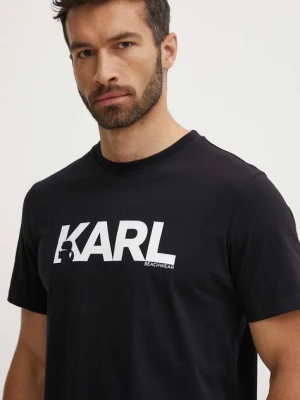 Karl Lagerfeld t-shirt bawełniany kolor czarny z nadrukiem