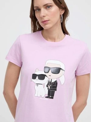 Karl Lagerfeld t-shirt bawełniany kolor różowy