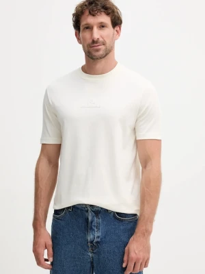 Karl Lagerfeld t-shirt bawełniany męski kolor beżowy z nadrukiem 554225.755036