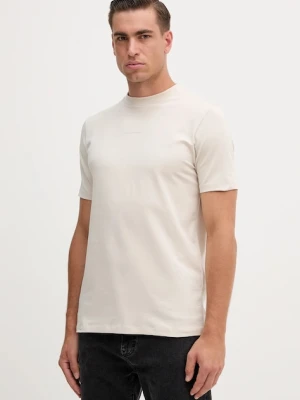 Karl Lagerfeld t-shirt bawełniany męski kolor beżowy z nadrukiem 554235.755051