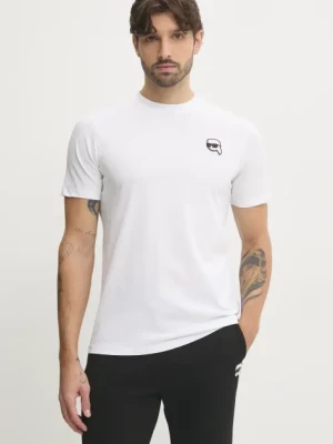 Zdjęcie produktu Karl Lagerfeld t-shirt bawełniany męski kolor biały z aplikacją 500224.755710