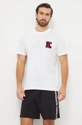 Karl Lagerfeld t-shirt bawełniany męski kolor biały z aplikacją
