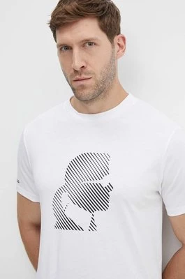 Karl Lagerfeld t-shirt bawełniany męski kolor biały z nadrukiem 542224.755052