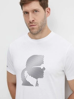 Karl Lagerfeld t-shirt bawełniany męski kolor biały z nadrukiem 542224.755052