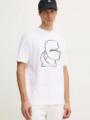 Karl Lagerfeld t-shirt bawełniany męski kolor biały z nadrukiem 544225.755442