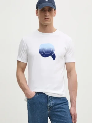 Zdjęcie produktu Karl Lagerfeld t-shirt bawełniany męski kolor biały z nadrukiem 551242.755426