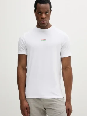 Karl Lagerfeld t-shirt bawełniany męski kolor biały z nadrukiem 552224.755031