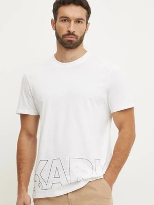 Karl Lagerfeld t-shirt bawełniany męski kolor biały z nadrukiem A1M46070