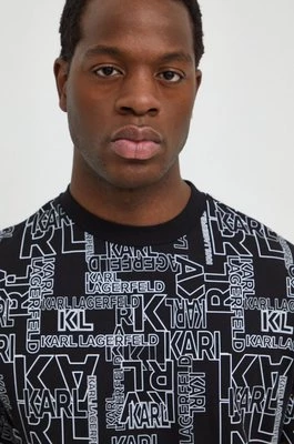 Karl Lagerfeld t-shirt bawełniany męski kolor czarny wzorzysty
