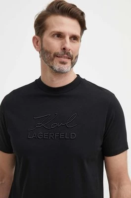 Karl Lagerfeld t-shirt bawełniany męski kolor czarny z aplikacją 542225.755030
