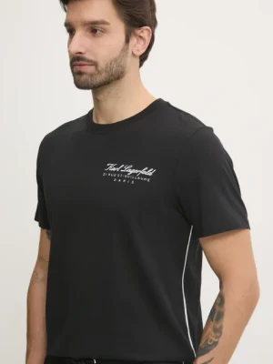Karl Lagerfeld t-shirt bawełniany męski kolor czarny z aplikacją A1M44017