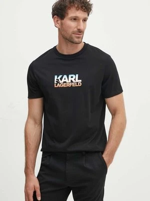 Karl Lagerfeld t-shirt bawełniany męski kolor czarny z nadrukiem 543225.755404