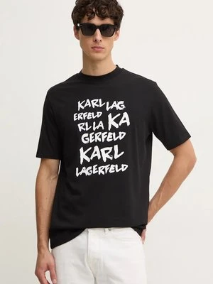 Karl Lagerfeld t-shirt bawełniany męski kolor czarny z nadrukiem 544225.755443