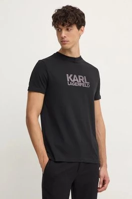 Karl Lagerfeld t-shirt bawełniany męski kolor czarny z nadrukiem 544252.755077