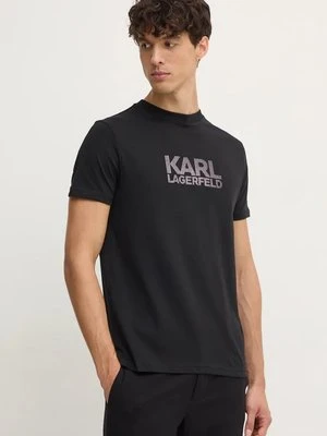 Karl Lagerfeld t-shirt bawełniany męski kolor czarny z nadrukiem 544252.755077