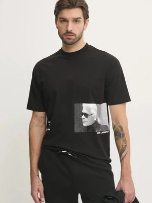 Karl Lagerfeld t-shirt bawełniany męski kolor czarny z nadrukiem 551225.755290