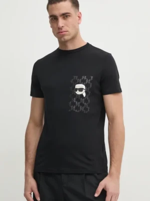 Karl Lagerfeld t-shirt bawełniany męski kolor czarny z nadrukiem 551251.755095