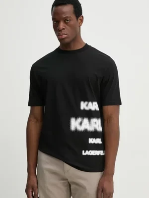 Karl Lagerfeld t-shirt bawełniany męski kolor czarny z nadrukiem 552225.755139