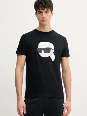 Karl Lagerfeld t-shirt bawełniany męski kolor czarny z nadrukiem 552251.755073