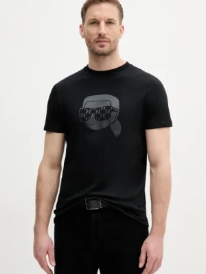 Karl Lagerfeld t-shirt bawełniany męski kolor czarny z nadrukiem 552251.755076