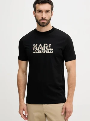 Karl Lagerfeld t-shirt bawełniany męski kolor czarny z nadrukiem 553225.755036