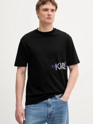 Karl Lagerfeld t-shirt bawełniany męski kolor czarny z nadrukiem 553225.755145