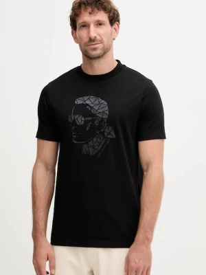 Karl Lagerfeld t-shirt bawełniany męski kolor czarny z nadrukiem 554225.755046