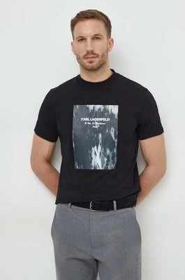 Karl Lagerfeld t-shirt bawełniany męski kolor czarny z nadrukiem