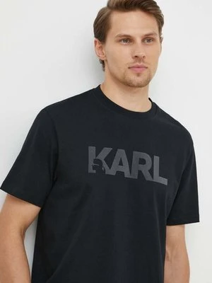 Karl Lagerfeld t-shirt bawełniany męski kolor czarny z nadrukiem