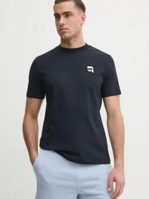 Karl Lagerfeld t-shirt bawełniany męski kolor granatowy gładki 551224.755710