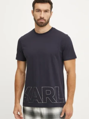 Karl Lagerfeld t-shirt bawełniany męski kolor granatowy z nadrukiem A1M46070