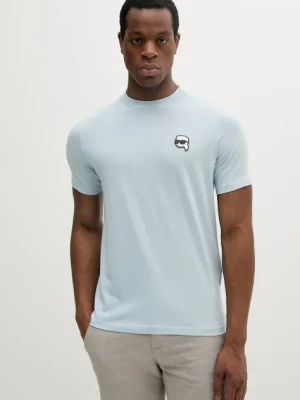 Karl Lagerfeld t-shirt bawełniany męski kolor niebieski gładki 552224.755710