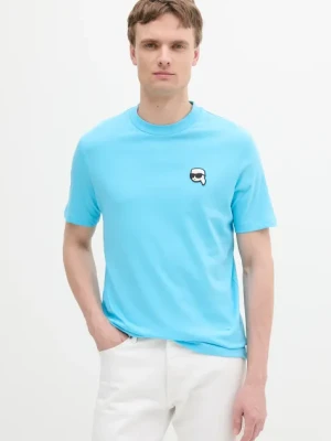 Karl Lagerfeld t-shirt bawełniany męski kolor niebieski gładki 552224.755710