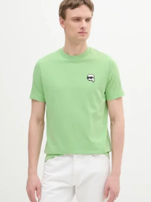 Karl Lagerfeld t-shirt bawełniany męski kolor zielony gładki 552224.755710