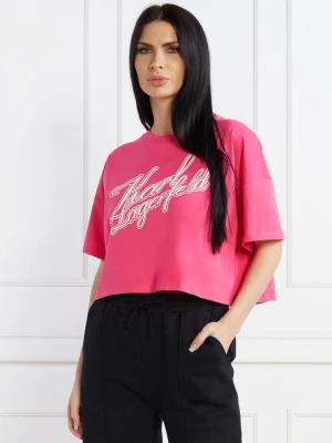Karl Lagerfeld T-shirt | Cropped Fit różowy