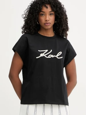 Karl Lagerfeld t-shirt damski bawełniany czarny