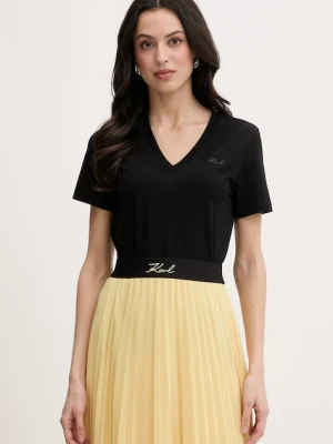 Karl Lagerfeld t-shirt damski bawełniany czarny