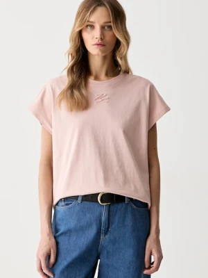 Karl Lagerfeld T-shirt damski bawełniany różowy