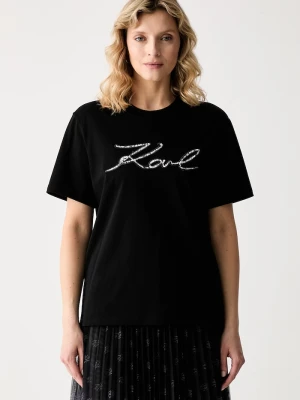 Karl Lagerfeld T-shirt damski bawełniany czarny
