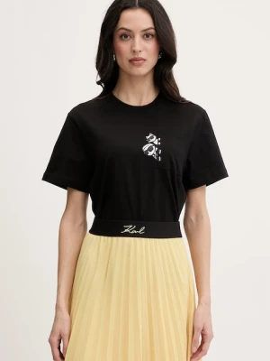 Karl Lagerfeld t-shirt damski bawełniany IKON czarny