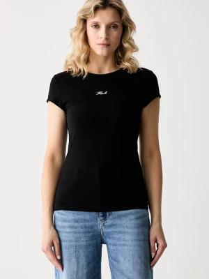 Karl Lagerfeld T-shirt damski bawełniany z elastanem 2-pack beżowy