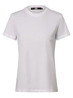 KARL LAGERFELD T-shirt damski Kobiety Bawełna biały jednolity,