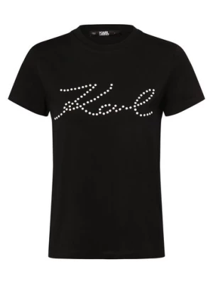 KARL LAGERFELD T-shirt damski Kobiety Bawełna czarny jednolity,