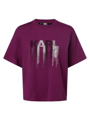KARL LAGERFELD T-shirt damski Kobiety Bawełna lila nadruk,
