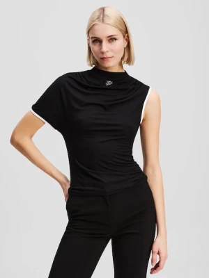 Karl Lagerfeld t-shirt damski kolor czarny z półgolfem A3W17006